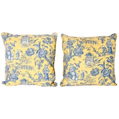 French Toile Style Linen Pillows