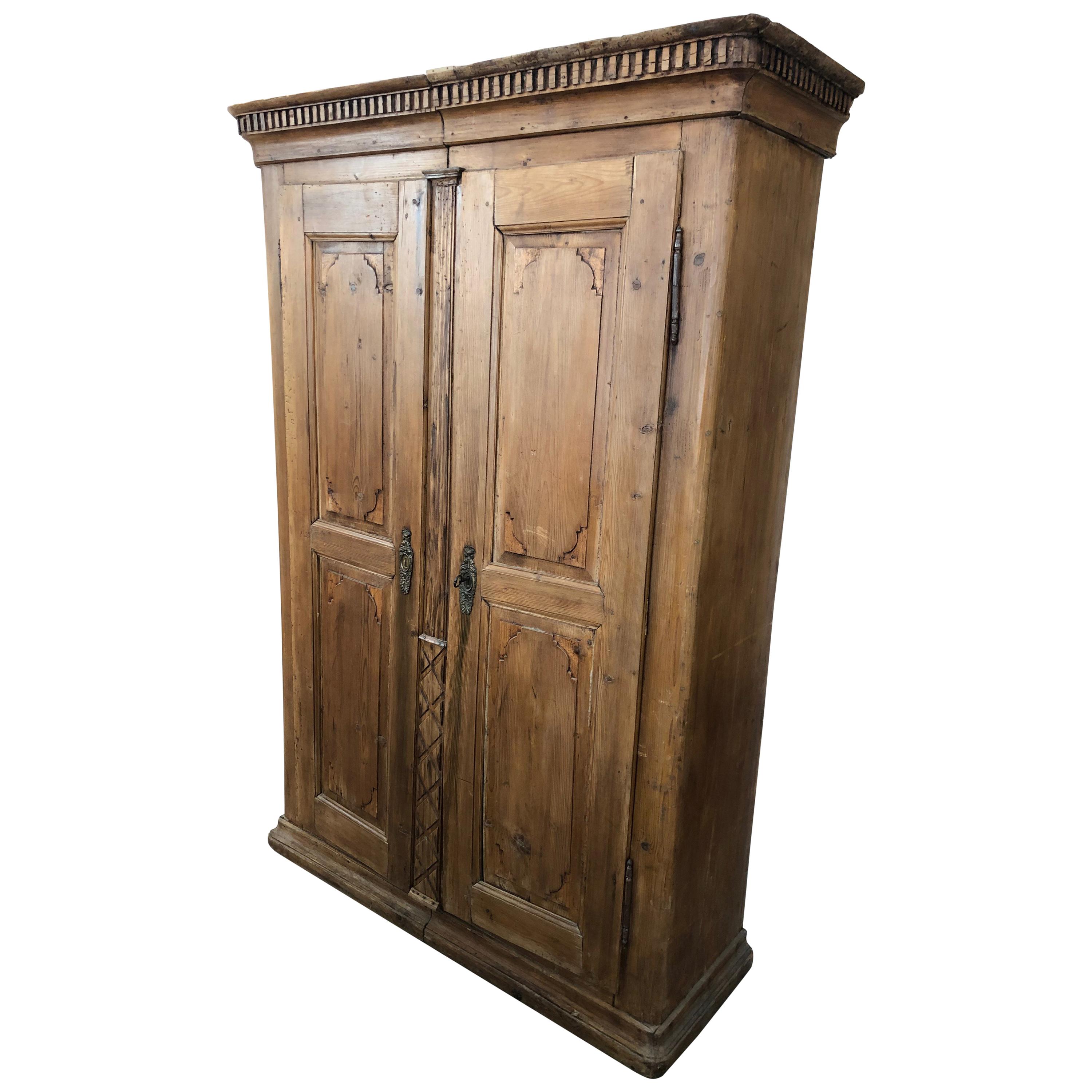 18th Century French Carved 2-Door Armoire For Sale