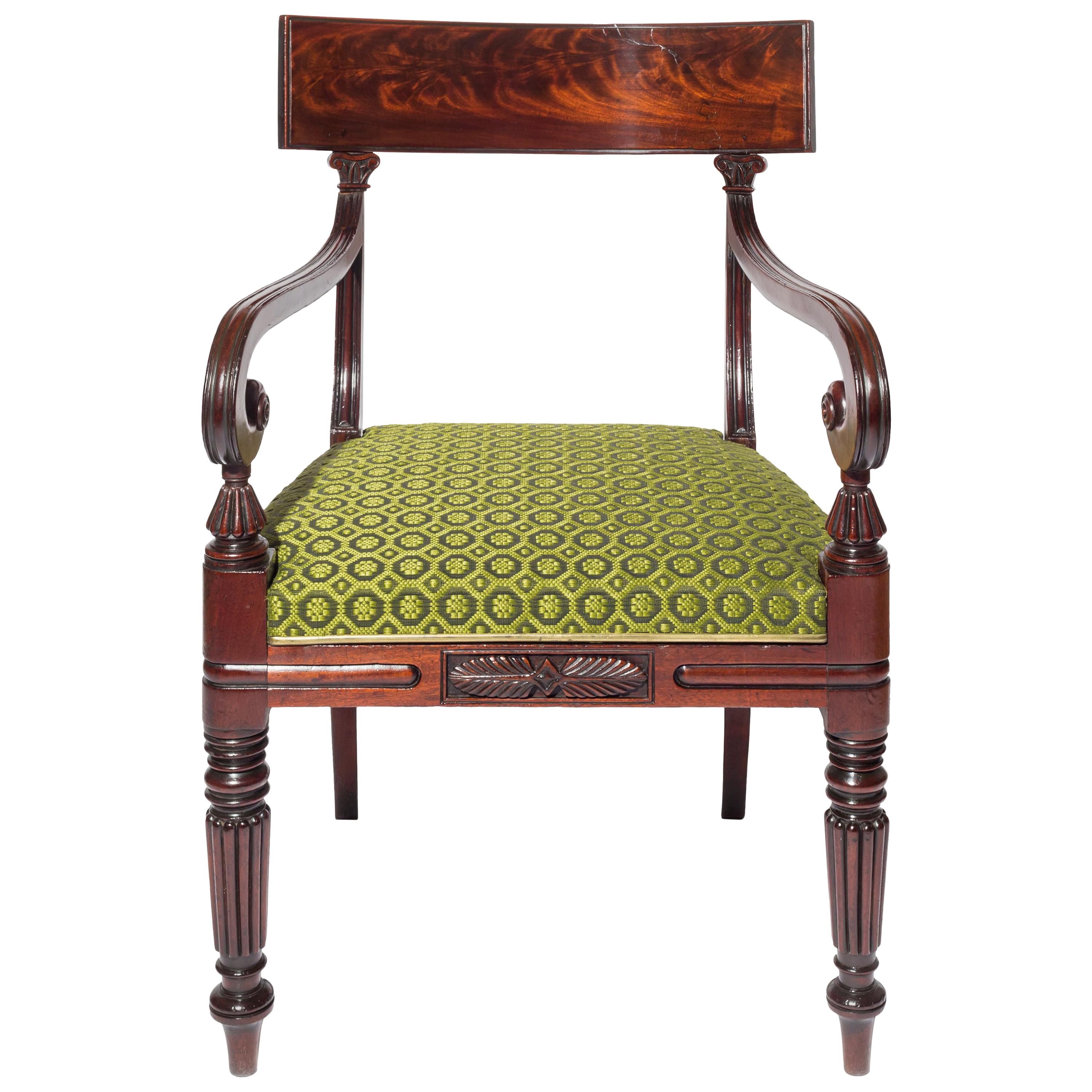 Regency Mahogany Desk Chair For Sale at 1stdibs