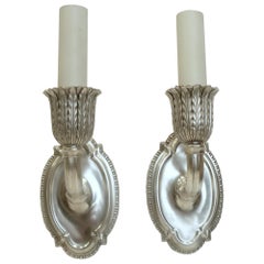 Antique Pair of E. F. Caldwell Silvered Bronze Single Arm Sconces