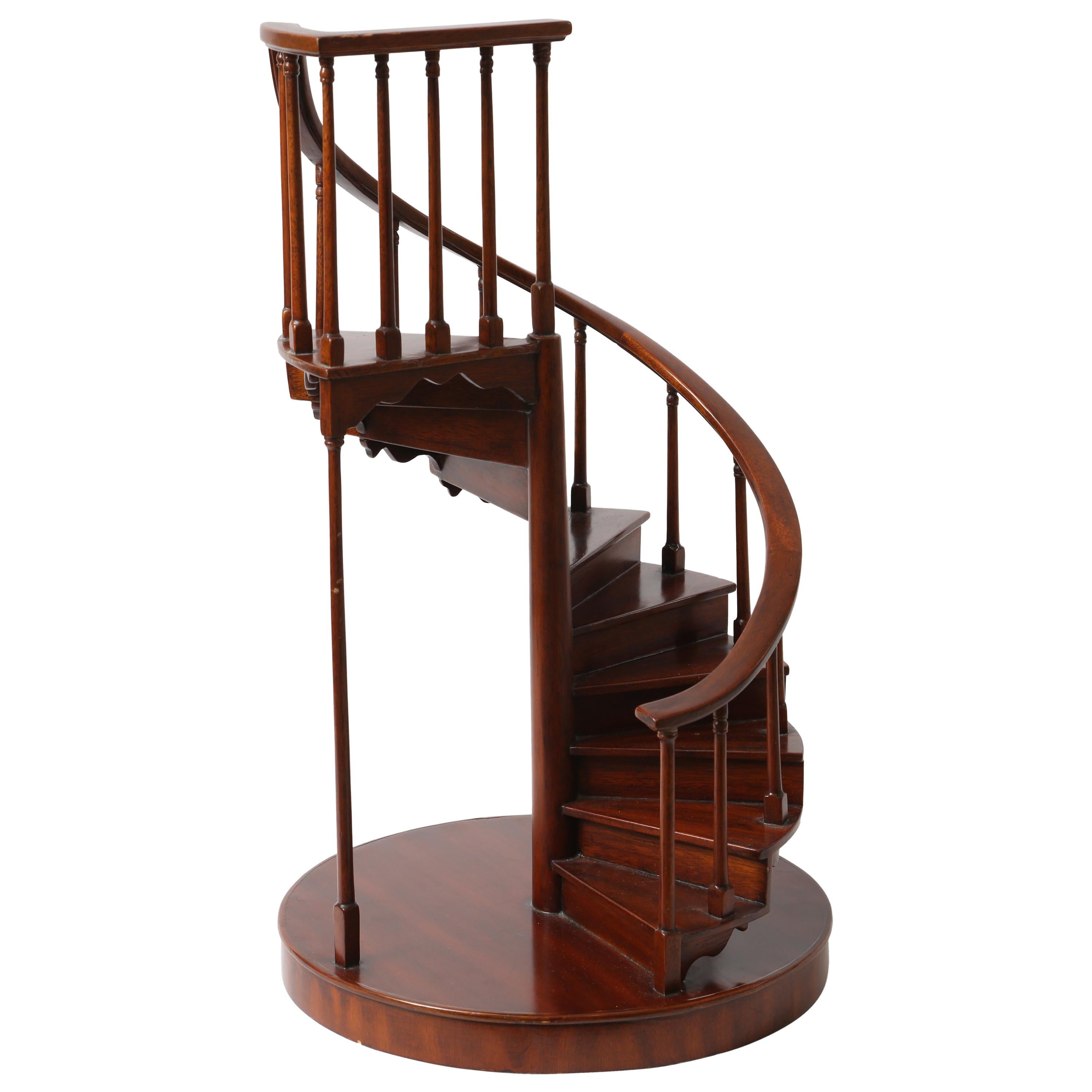 Miniature Mahogany Spiral Staircase, Signed Maitland Smith