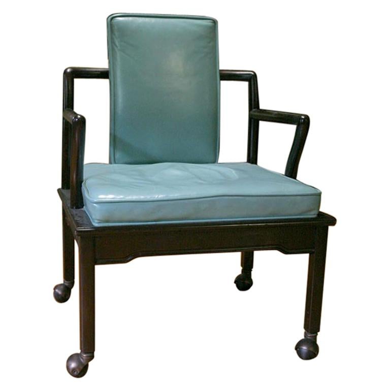 Turquoise Leather Club Chair by Widdicomb