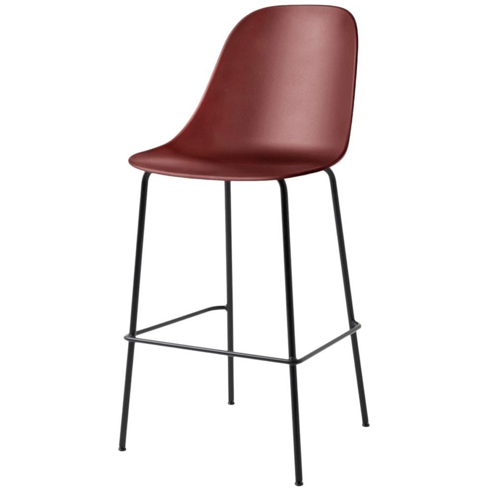 Harbour Side Bar Chair, Base in Black Steel, Burning Red Shell For Sale