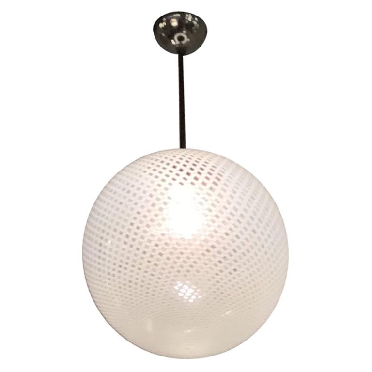 Venini Kronleuchter FILIGRANA Murano Glas Crome Italia, 1930