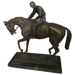 "Le Grand Jockey" Bronze on Marble Base by Isadore Jules Bonheur
