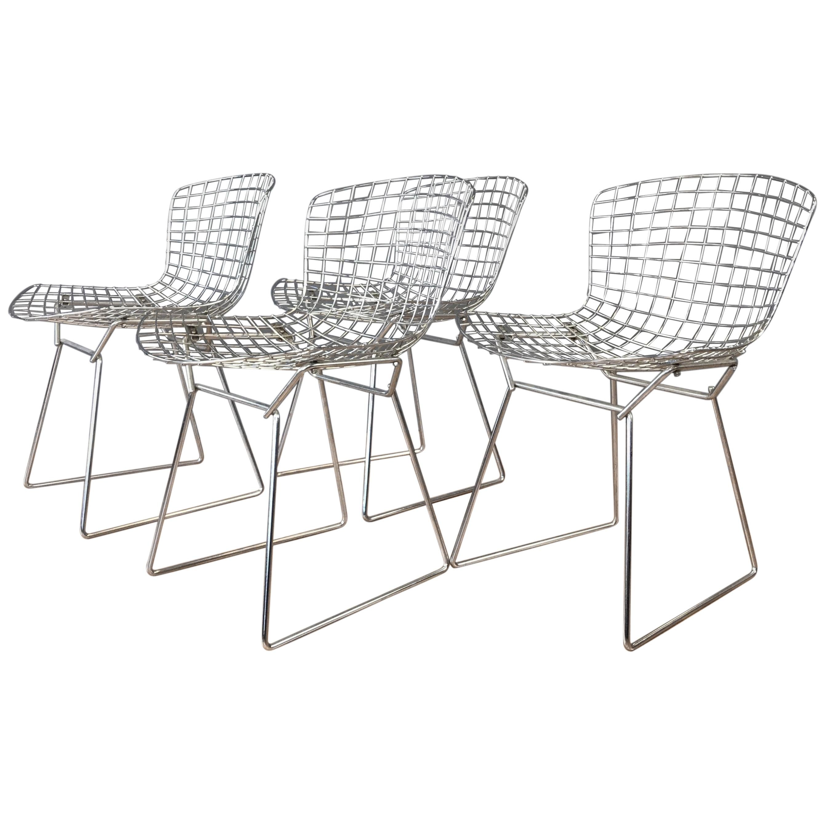 Four Bertoia Chrome Side Chairs for Knoll