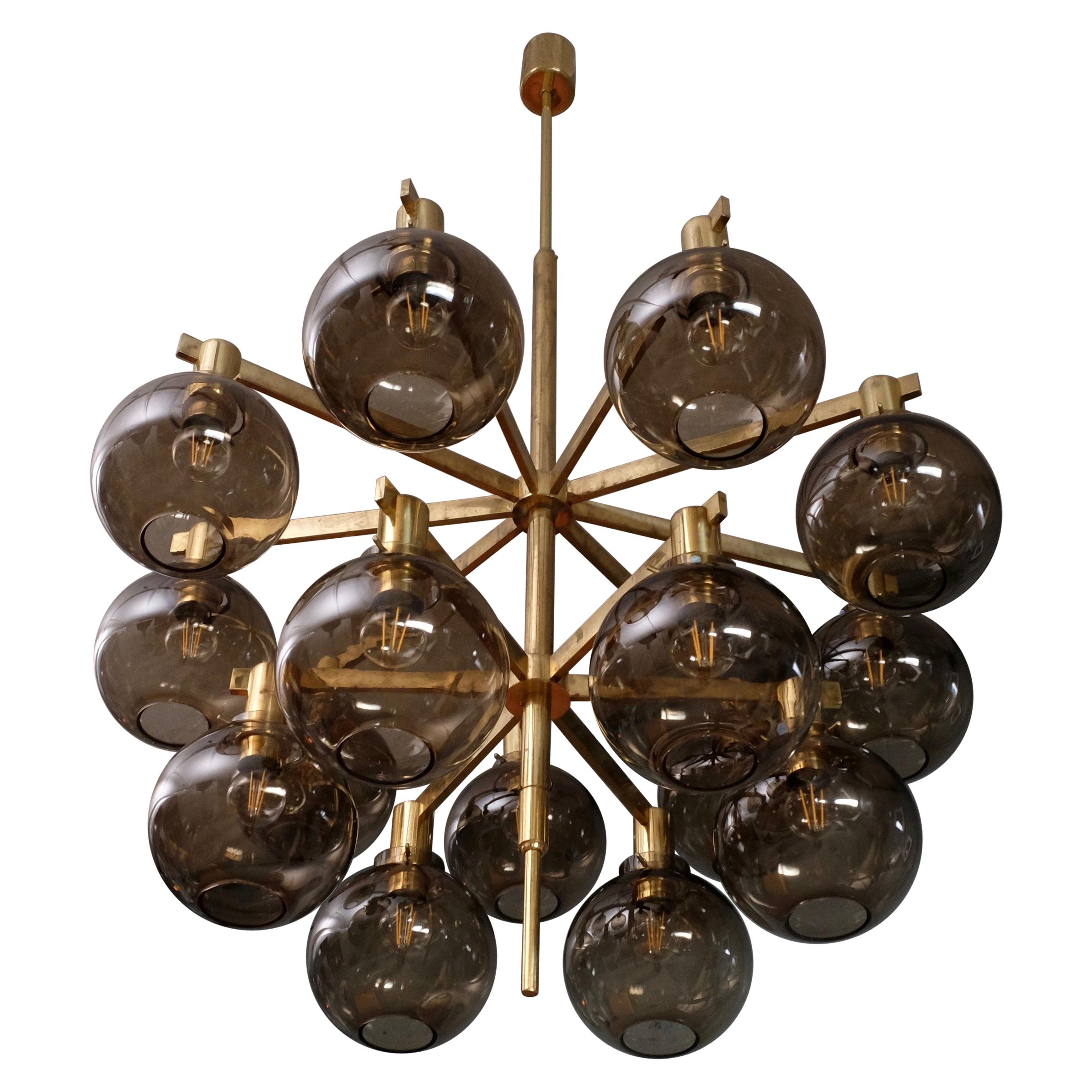 Hans-Agne Jakobsson Brass Chandelier Model 348/15, 1960s