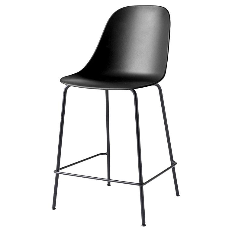 Harbour Side Chair, Counter Height Base in Black Steel, Black Shell For Sale