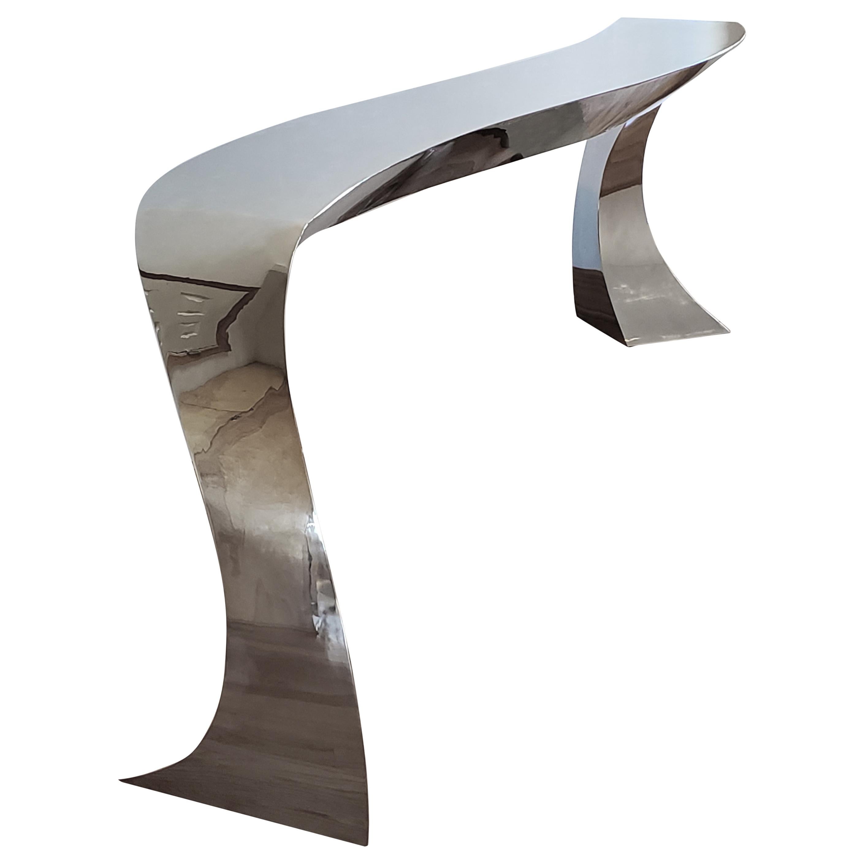Hand Forged Stainless Steel Console by Curtis Norton Sculptural