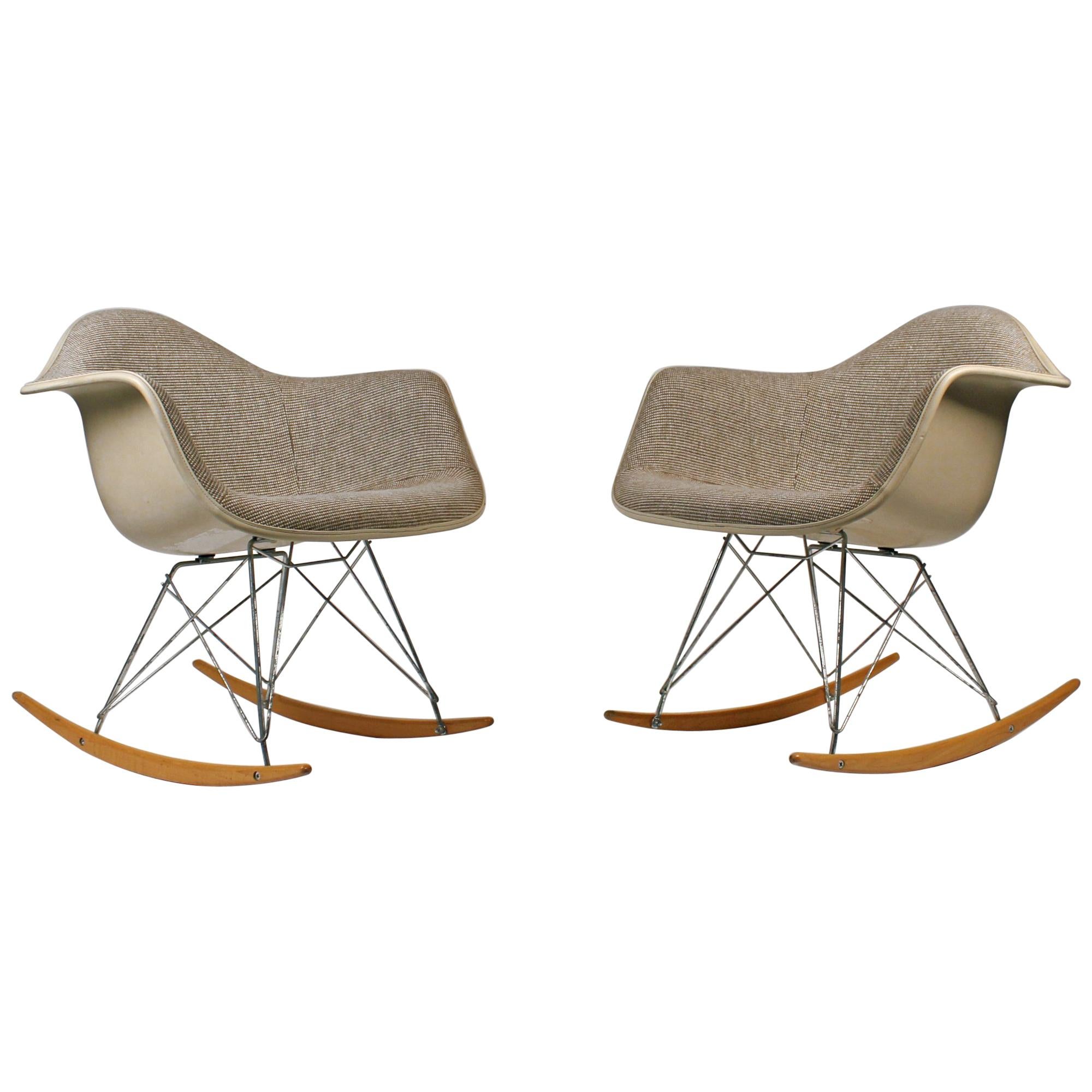Rocking Chairs by Charles Eames for Herman Miller with Alexander Girard Textile For Sale