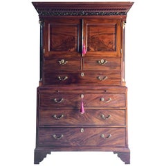 Antique Tallboy Chest Linen Press Chest on Chest George III Mahogany, circa 1810