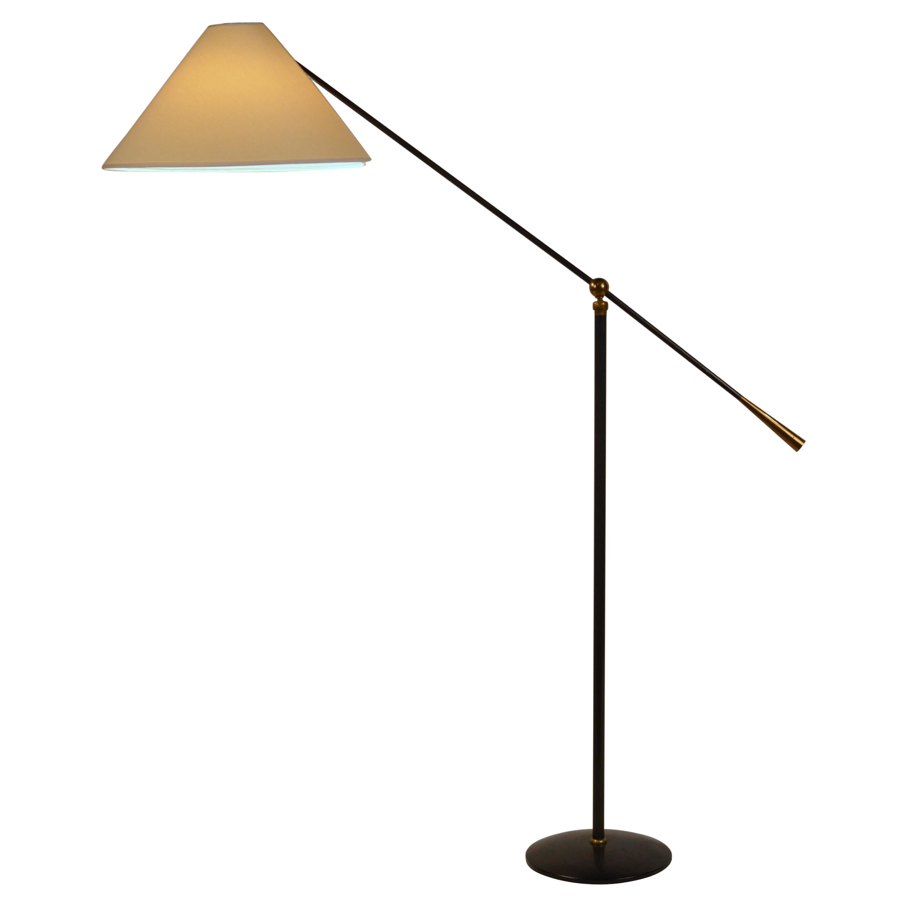 Chic French 1950s Articulated Floor Lamp by Maison Lunel