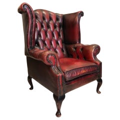 Exclusive Chesterfield Living Room Set in Antique Red Leather