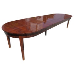 Large Biedermeier Style Dining Table or Conference Table Walnut Wood Veneered