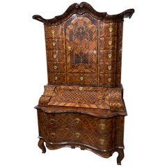 18th Century German Rococo Walnut Secretary