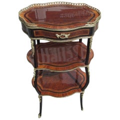 Vintage Napoleon III Style Side Table or Etagere Made of Walnut and Palisander
