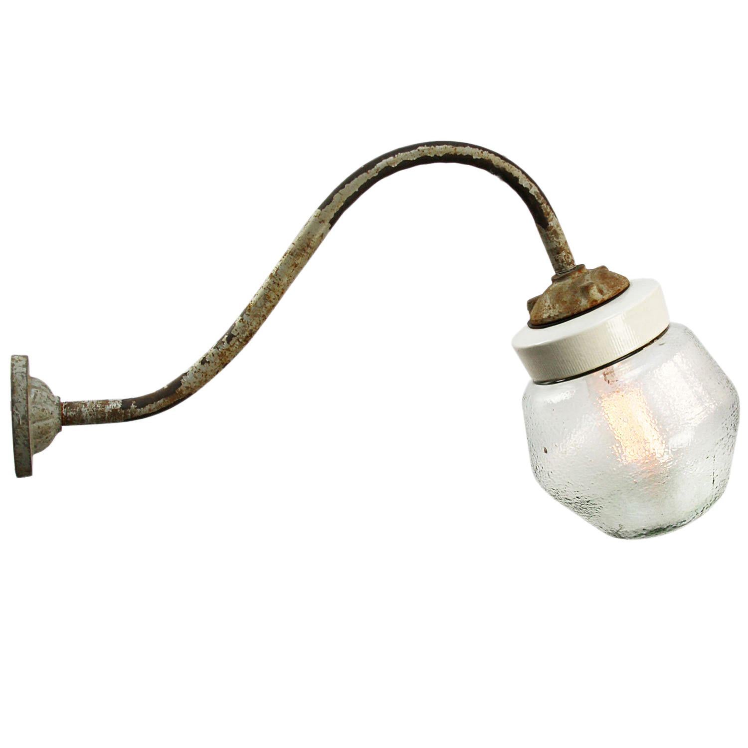 White Porcelain Vintage Industrial Frosted Glass Cast Iron Wall Lights