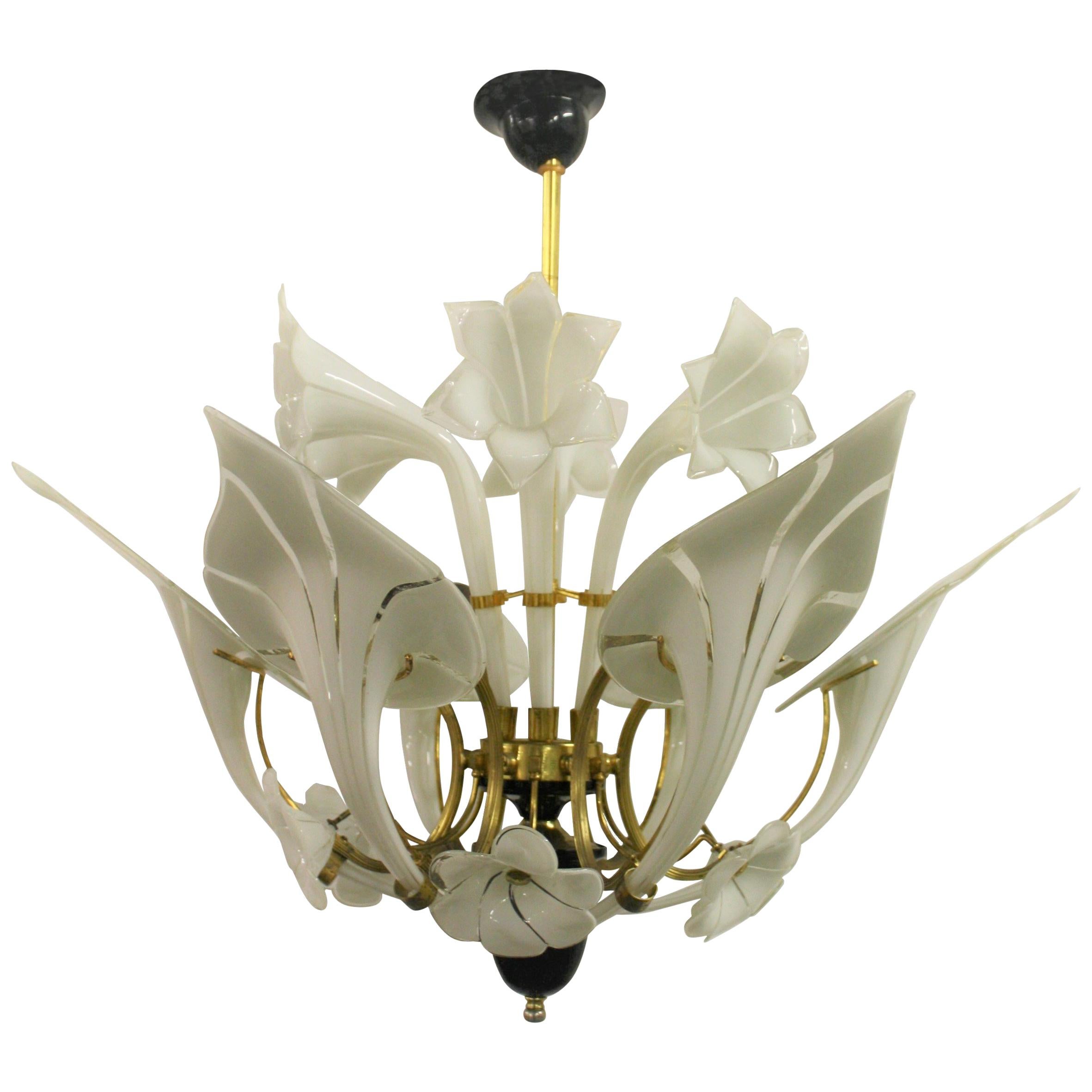 Murano Glass Flower Chandelier, 1960s