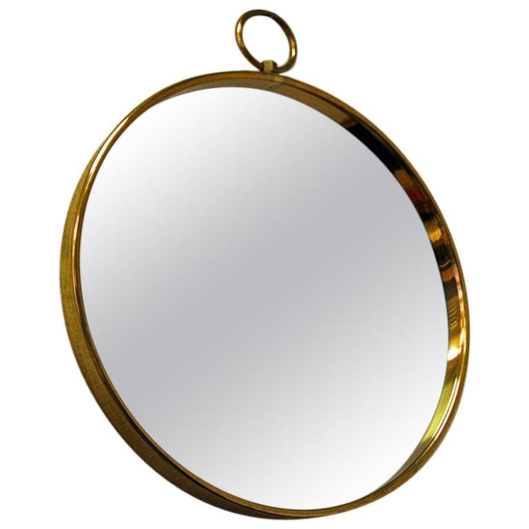 Round Decorative Vintage Mirror With Brass Frame 30 Cmd Scandinavian