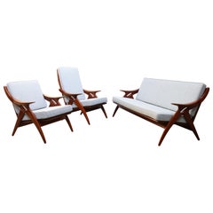 Dutch Design Living Room Set ''De Knoop" by De Ster Gelderland 1960s Teak Grey