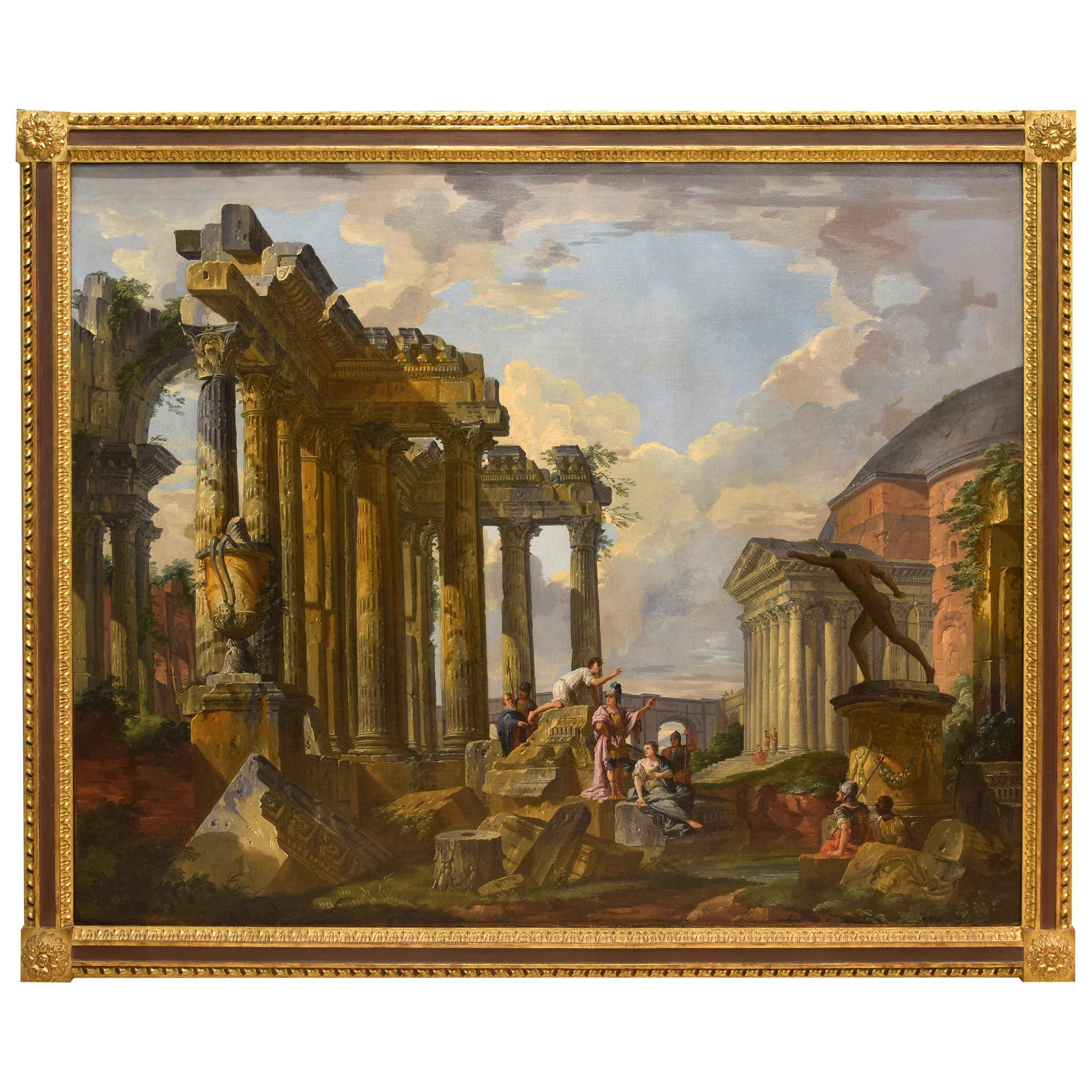 "Ruin Landscape" ("Capriccio"), Oil on Canvas, Possibly Circle of Panini