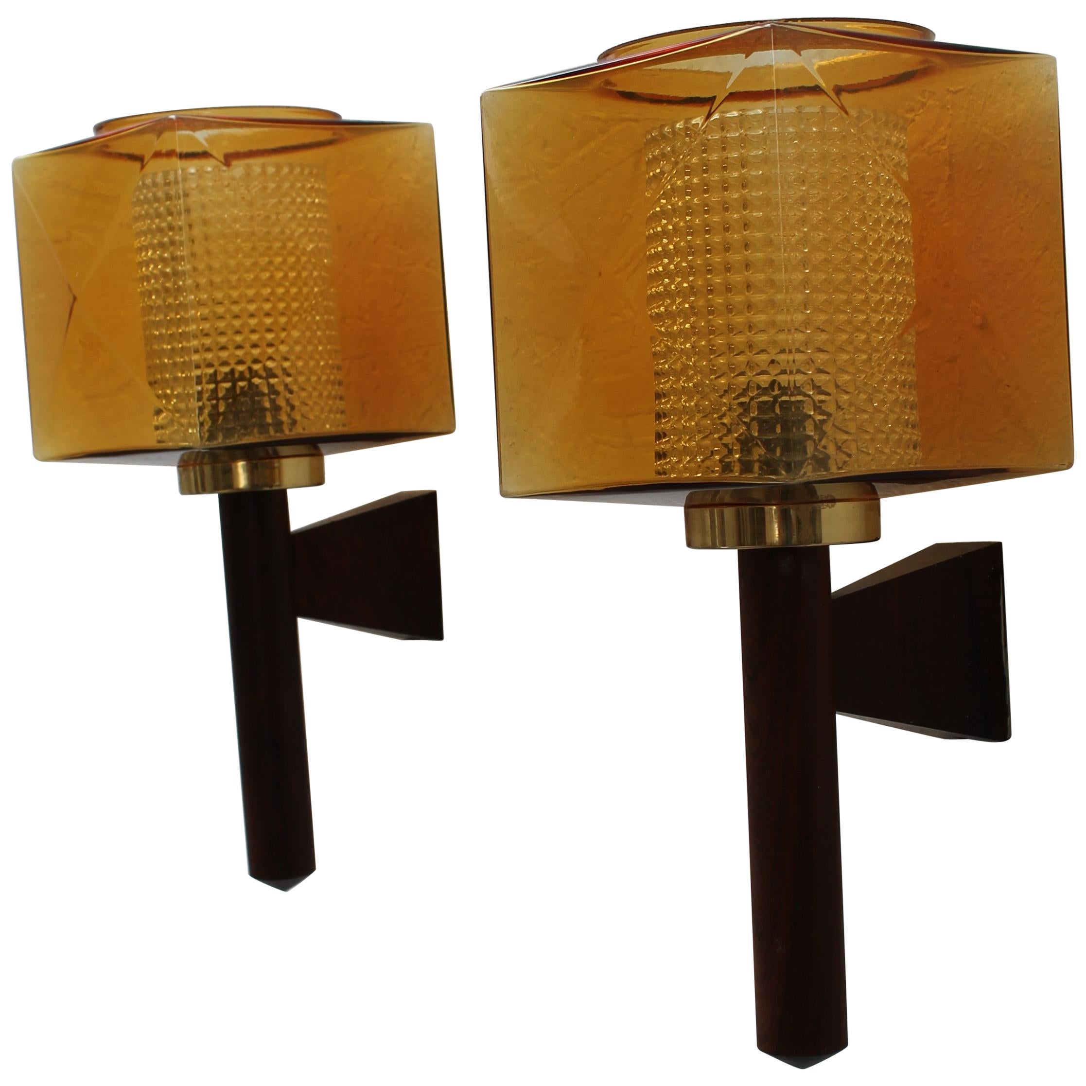 Carl Fagerlund Wall Sconces for Orrefors, Sweden, 1960 For Sale