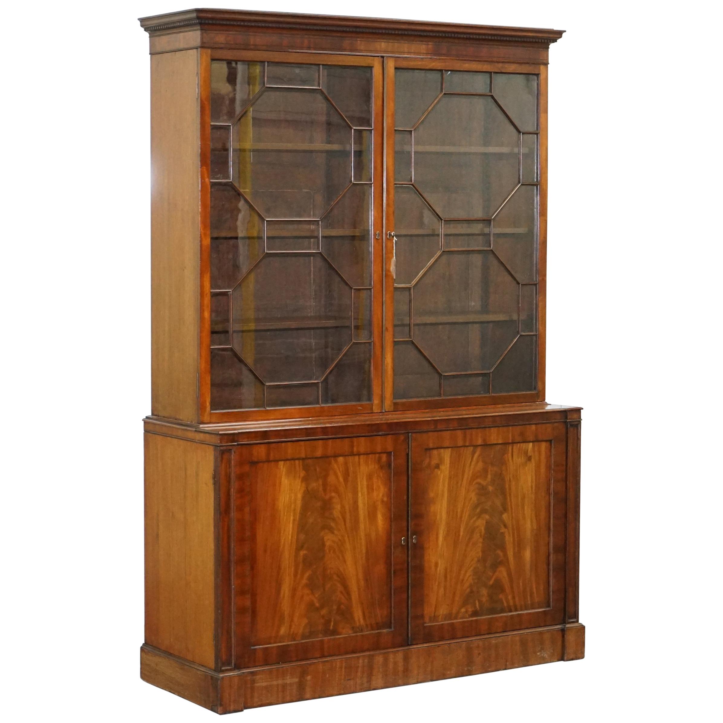 Very Rare Gillows Astral Glazed Mahogany Bookcase Cabinet Original Paper Labels