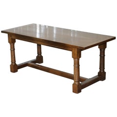 Vintage English Oak Refectory Dining Table Seats Upto 8