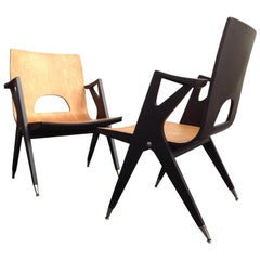 2 Very Rare Easy Chairs by Malatesta and Mason, Early 1950s