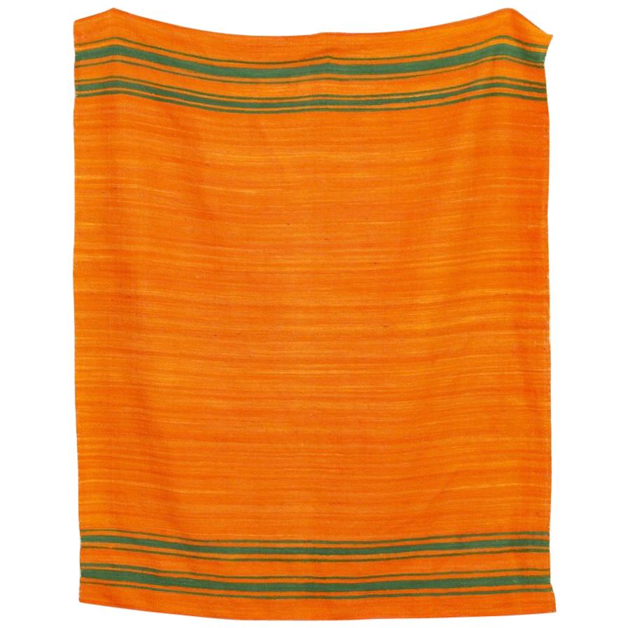 Vintage Moroccan Handmade Orange Wool Kilim Floor Rug or Blanket