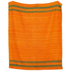 Vintage Moroccan Handmade Orange Wool Kilim Floor Rug or Blanket