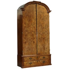 Antique Rare circa 1920s Art Decor Burr Quarter Cut Walnut Large Wardrobe Armoire