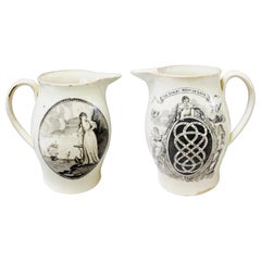 English Large Creamware Jug Decorated with the "Endless Knot of Love" Pattern