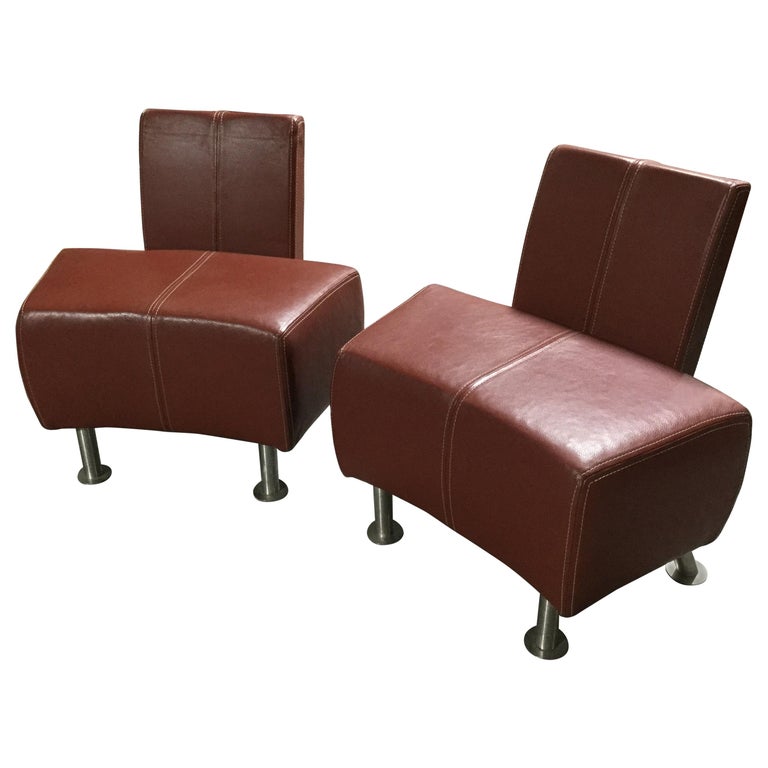 Super Cool MidCentury Modern Italian Leather Chairs For Sale at 1stDibs