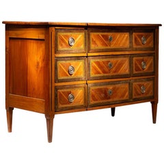 18th Century Inlaid Cherrywood and Kingwood Breakfront Commode