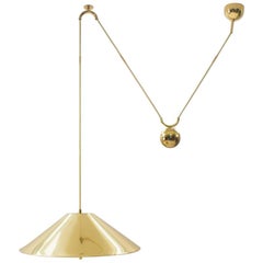 Large Midcentury Counterweight Brass Pendant Lamp, Germany, 1970s