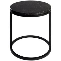 Modern Diana Round Coffee Table in Brass Tinted and Black Marquina Marble