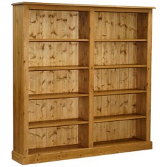 Large Double Bank Solid Pine Library Bookcase Wide Lots Storage