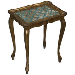 Decorative Small Gold Leaf and Hand Painted French Side Lamp Table Lovely Patina