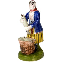 Used Scottish Pottery Figure of a Fisherwoman, Musselburgh, Scotland, circa 1835