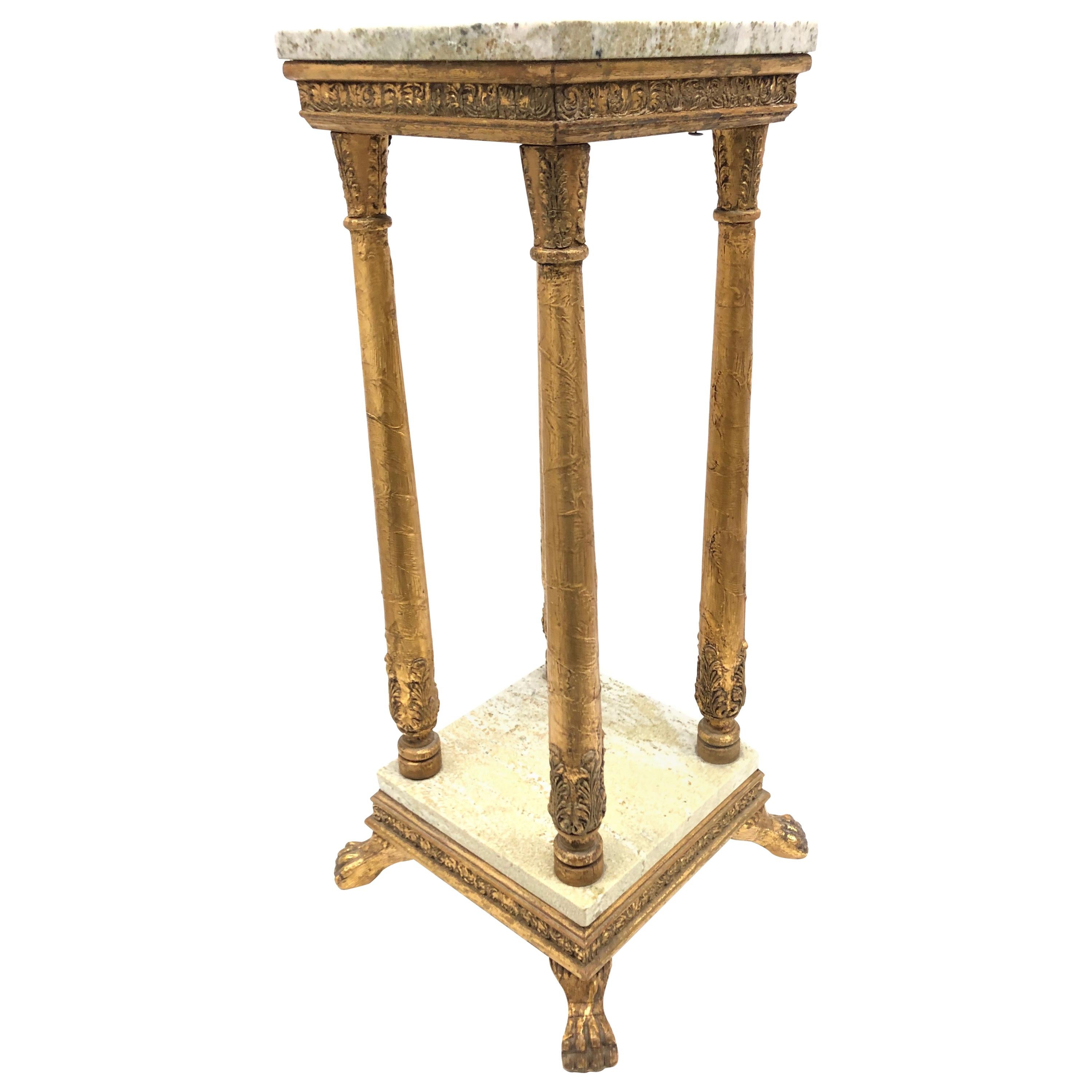 Late 19th Century Carved Gilt wood Tole ware Console Pedestal Table German