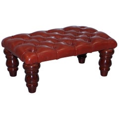 Nice Vintage Chesterfield Oxblood Footstool Great Size for Wingback Armchairs