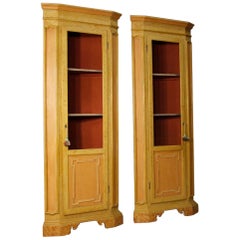 20th Century Lacquered and Painted Wood Pair of Italian Corner Cupboards, 1960