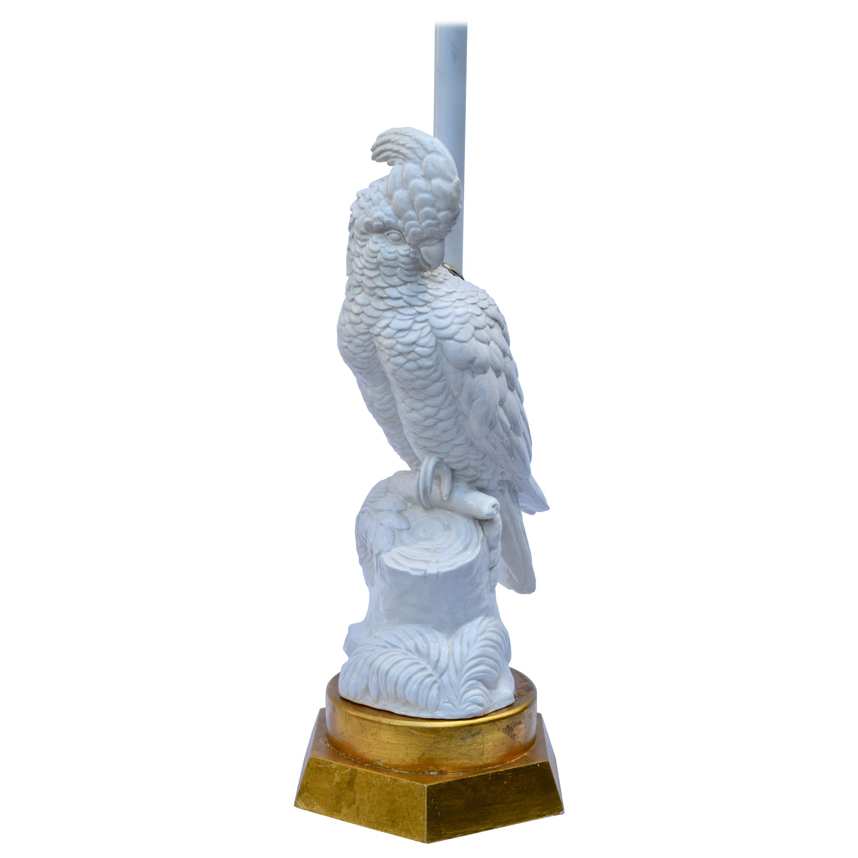 Italian Pottery Cockatoo Table Lamp