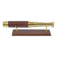 Antique Small Brass Telescope with Leather-Covered Handle, UK, 1860