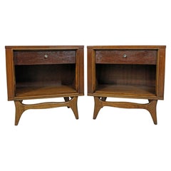 Pair of Midcentury Danish Modern Kent Coffey 'Insignia' Walnut Nightstands