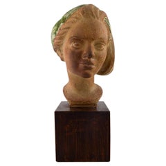 Johannes Hedegaard, Own Workshop, Bust of Young Woman in Ceramics