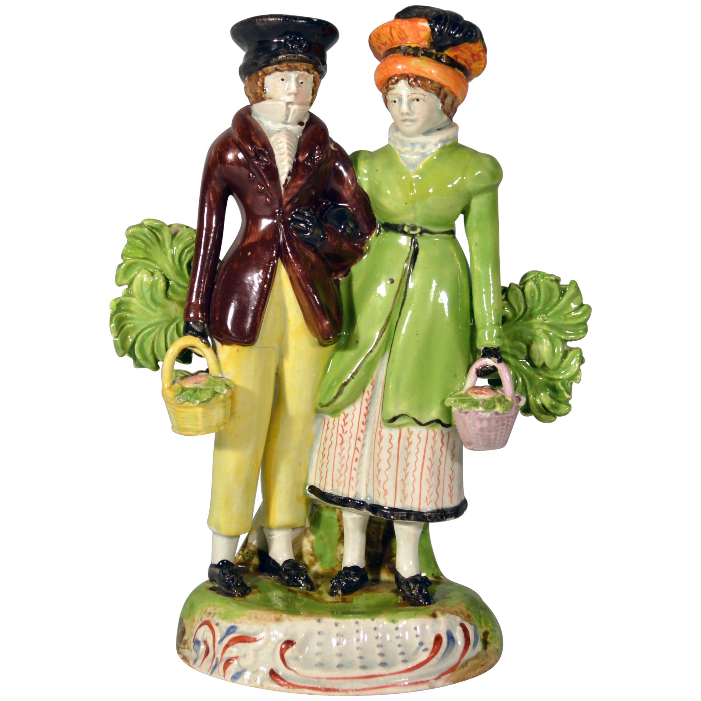 Staffordshire Group of Courting Couple or Dandies, circa 1825