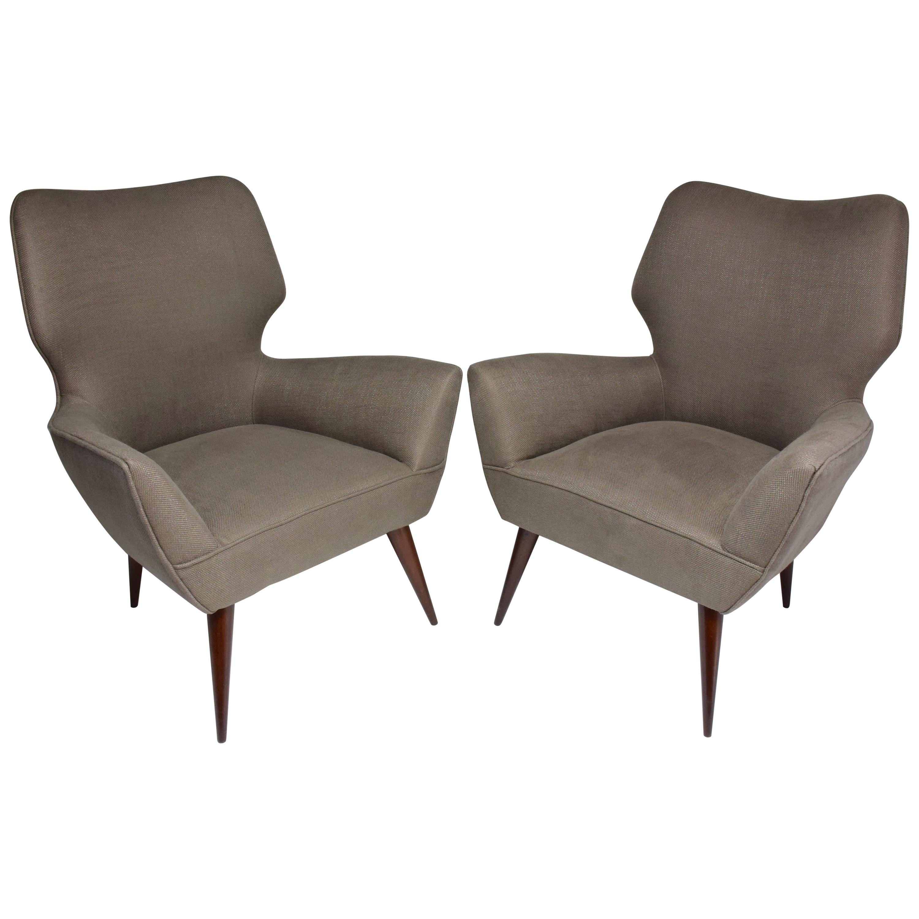 20th Century Italian Midcentury Armchairs, Set of Two, 1950s   For Sale