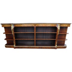 19th Century English Victorian Burr Walnut Marquetry Credenza